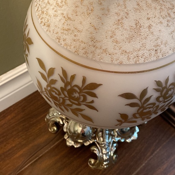 Vintage, Style, Italian Table/ Floor Lamp, Gold motif on white MCM - Picture 5 of 17